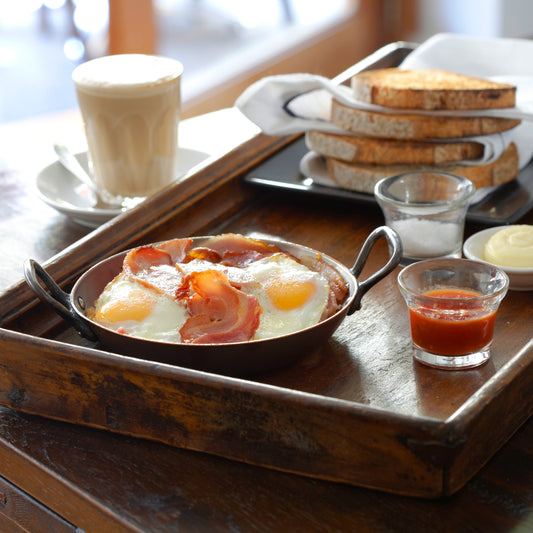 One Pan Bacon and Eggs, Spicy Tomato Sauce