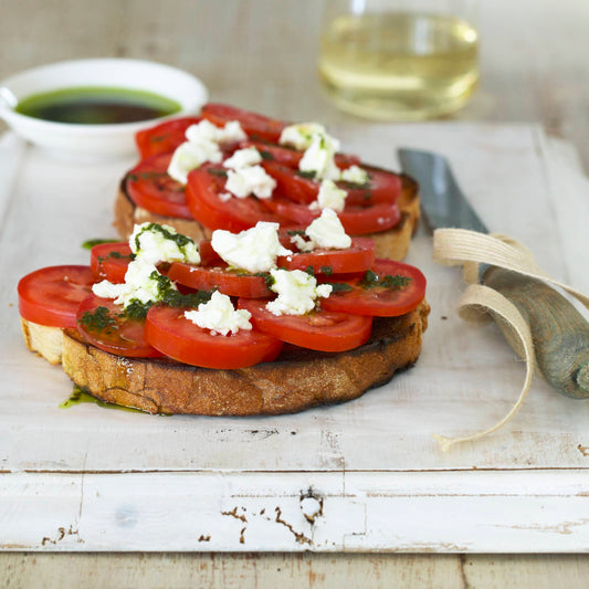 Sourdough, Tomatoes, Goat's Cheese & Basil Oil