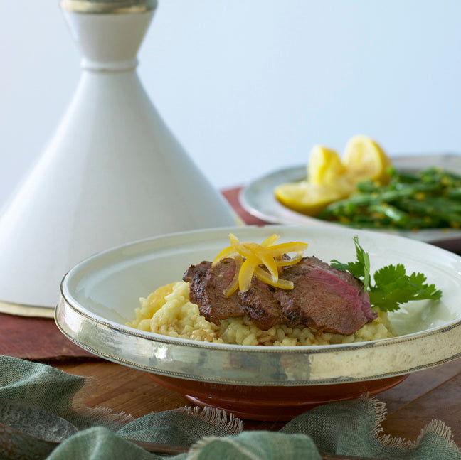Moroccan Spiced Lamb, Preserved Lemon Risotto Bitton
