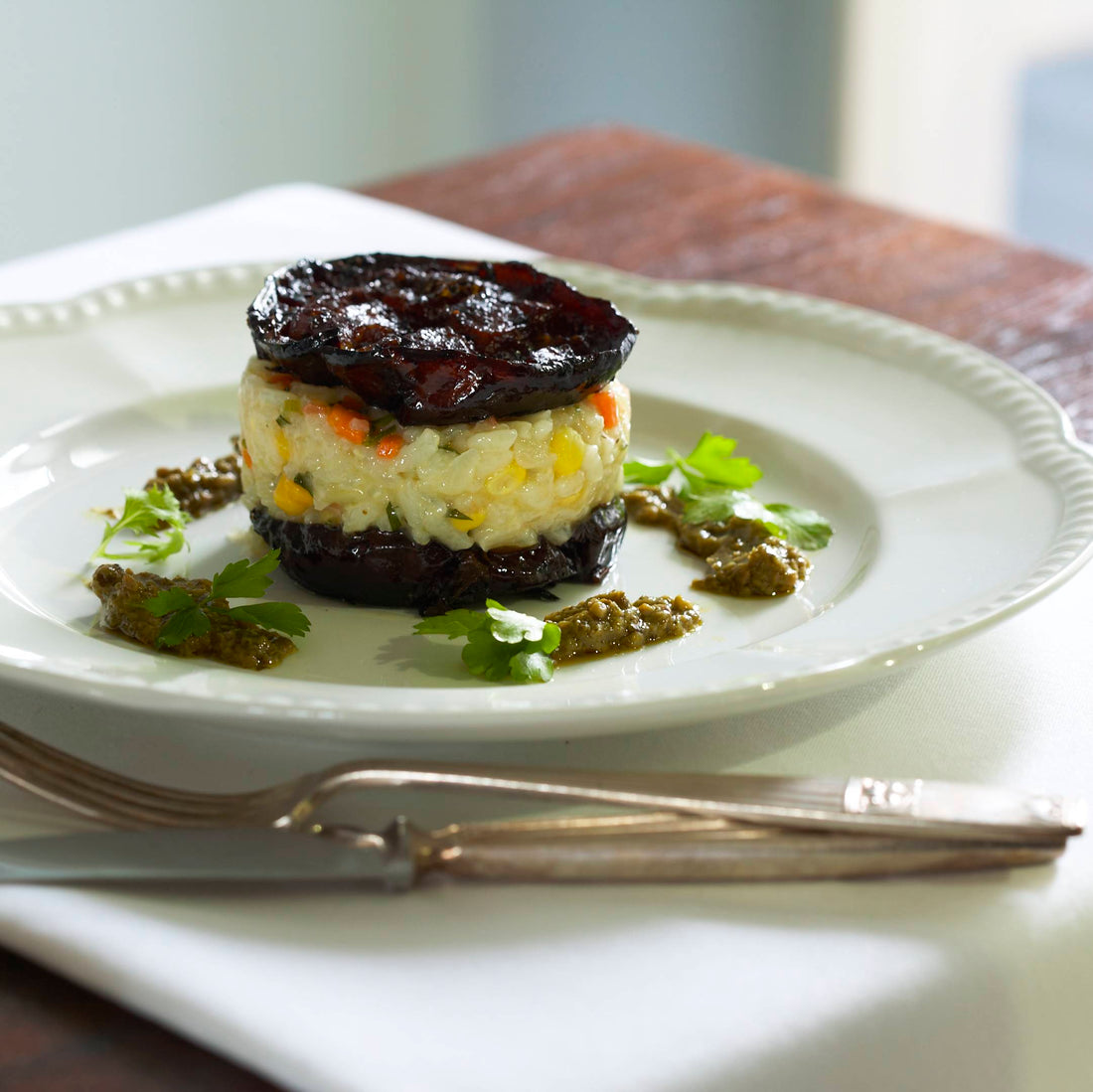 Vegetable Risotto, Caramelised Eggplant
